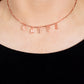 Paparazzi Accessories - Say My Name - Copper Choker Necklaces separated by dainty copper rods, copper letters spell out the word SMILE in a soft, and simple manner. Features an adjustable clasp closure.  Sold as one individual choker necklace. Includes one pair of matching earrings.