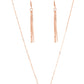 shiny copper letter "X" and a letter "O" in the same metallic sheen, slide along a classic shiny copper chain, creating a dainty, fun-loving design. Features an adjustable clasp closure.  Sold as one individual necklace. Includes one pair of matching earrings.