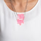 Paparazzi Accessories - Crystal Catwalk - Pink Necklace chiseled into a colorful collection, two layers of transparent pink crystal-like stones swings from the bottom of two dainty silver chains for a handcrafted, artisanal look. Features an adjustable clasp closure. As the stone elements in this piece are natural, some color variation is normal.  Sold as one individual necklace. Includes one pair of matching earrings.
