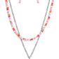 Paparazzi Accessories - High School Reunion - Pink Smiley Necklace Gliding from a dainty, silver chain, a smiley face pendant stands out against a pink backdrop. Completing the charismatic ensemble, a collection of seed beads in shades of light pink, white, pink, orange, and hot pink create bright pops of color around the neckline for a youthful finish. Features an adjustable clasp closure.  Sold as one individual necklace. Includes one pair of matching earrings.