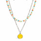 Paparazzi Accessories - High School Reunion - Multi Necklaces gliding from a dainty, silver chain, a smiley face pendant stands out against a yellow backdrop. Completing the charismatic ensemble, a collection of seed beads in shades of baby pink, apple green, white, orange, and turquoise create bright pops of color around the neckline for a youthful finish. Features an adjustable clasp closure.  Sold as one individual necklace. Includes one pair of matching earrings.