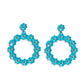 Paparazzi Accessories - Daisy Meadows - Blue Floral Earrings hanging from a solitaire blue daisy, a dainty collection of blue daisies bloom into a free-spirited wreath below the ear. Gold studs gleam from the centers of the tactile flowers, adding an industrial sheen to the display. Earring attaches to a standard post fitting.  Sold as one pair of post earrings.