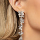 Paparazzi Accessories - LIGHT at the Opera - White 2023 EMP Earrings radiant clusters of white reflective teardrop, marquise-cut and round gems combine with classic white pearls to create an explosion of glitz that extends down the ear. Hanging from the bottom of the light-reflecting earring, a white, reflective teardrop gem swings for some eye-catching shimmer against a backdrop of high-sheen silver. Earring attaches to a standard post fitting.