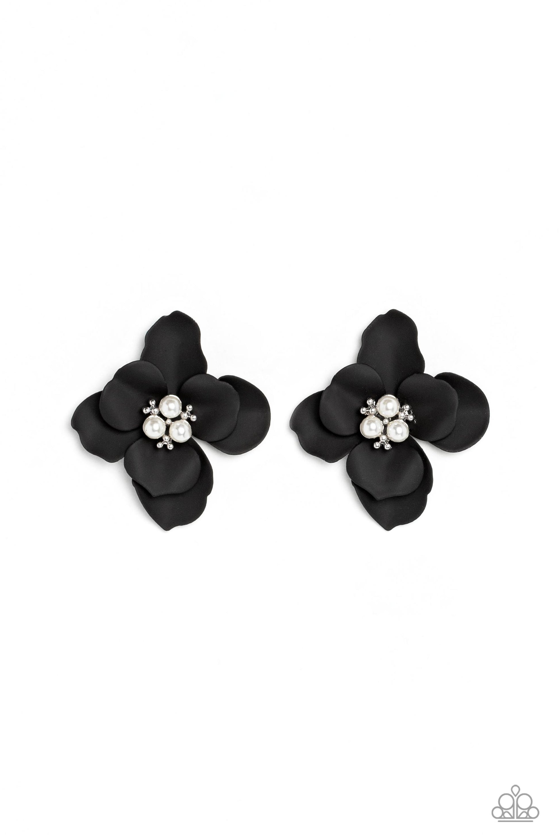 Paparazzi Accessories - Jovial Jasmine - Black Floral Earrings – Lady T  Accessories