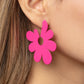 Paparazzi Accessories - Flower Power Fantasy - Pink Floral Earrings asymmetrical, oversized Pink Peacock petals bloom into an abstract flower hoop for a fashionable, attention-grabbing pop of color around the ear. Earring attaches to a standard post fitting. Hoop measures approximately 2" in diameter.  Sold as one pair of earrings. 