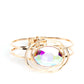 Paparazzi Accessories - Substantial Sorceress - Multi Bracelets featured in the center of airy, shiny gold bands, an oversized, faceted iridescent oval gem rests atop the wrist for a dazzling pop of color. Warped, shiny gold rings seemingly float around the sparkly gem for a whimsical finish. Features a hinged closure. Due to its prismatic palette, color may vary.