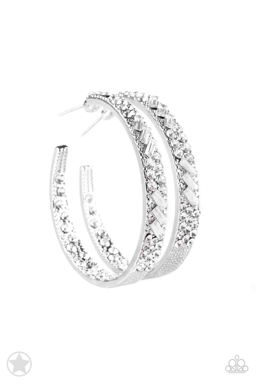 Paparazzi Accessories Glitzy By Association - White Blockbuster Earrings - Lady T Accessories