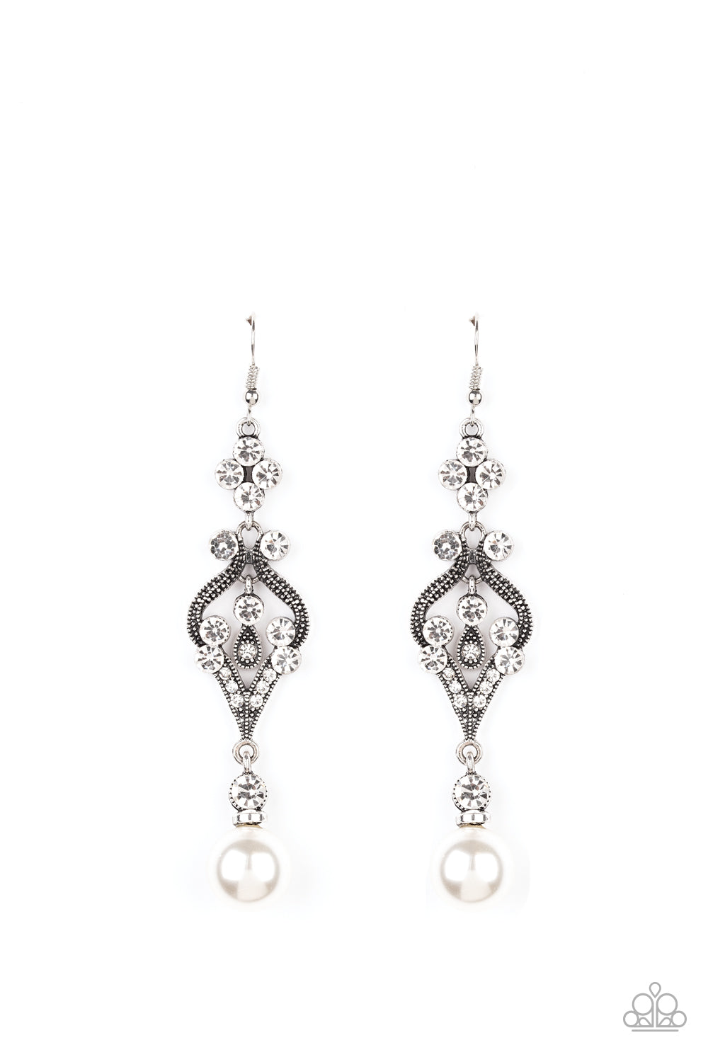 Paparazzi Accessories Elegantly Extravagant - White Earrings - Lady T Accessories