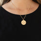 Give Thanks - Gold Inspirational Necklaces infused with feathery accents, a shiny gold disc is stamped in the phrase, "Give Thanks," at the bottom of a shimmery gold chain. Features an adjustable clasp closure.