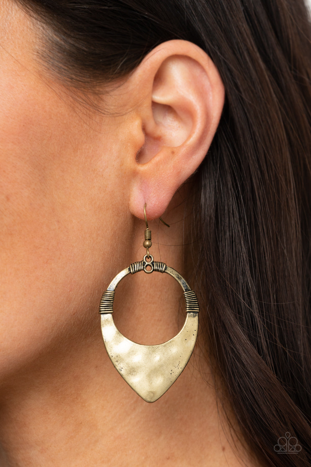 Paparazzi Accessories Instinctively Industrial - Brass Earrings - Lady T Accessories