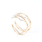 Love Goes Around - Gold Heart Hoop Earrings a gold wire heart is encircled in an oversized gold hoop, resulting in a heart-stopping shimmer. Earring attaches to a standard post fitting. Hoop measures approximately 2" in diameter.  Sold as one pair of hoop earrings.