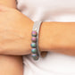 Saturn Safari - Silver Oil Spill Bead Bracelets brushed in shimmering glitter, multicolored beads swirling in an oil spill finish are threaded along a wire. The colorful collection is layered atop an Ultimate Gray leather band for an out-of-this-world finish. Features an adjustable snap closure.  Sold as one individual bracelet.