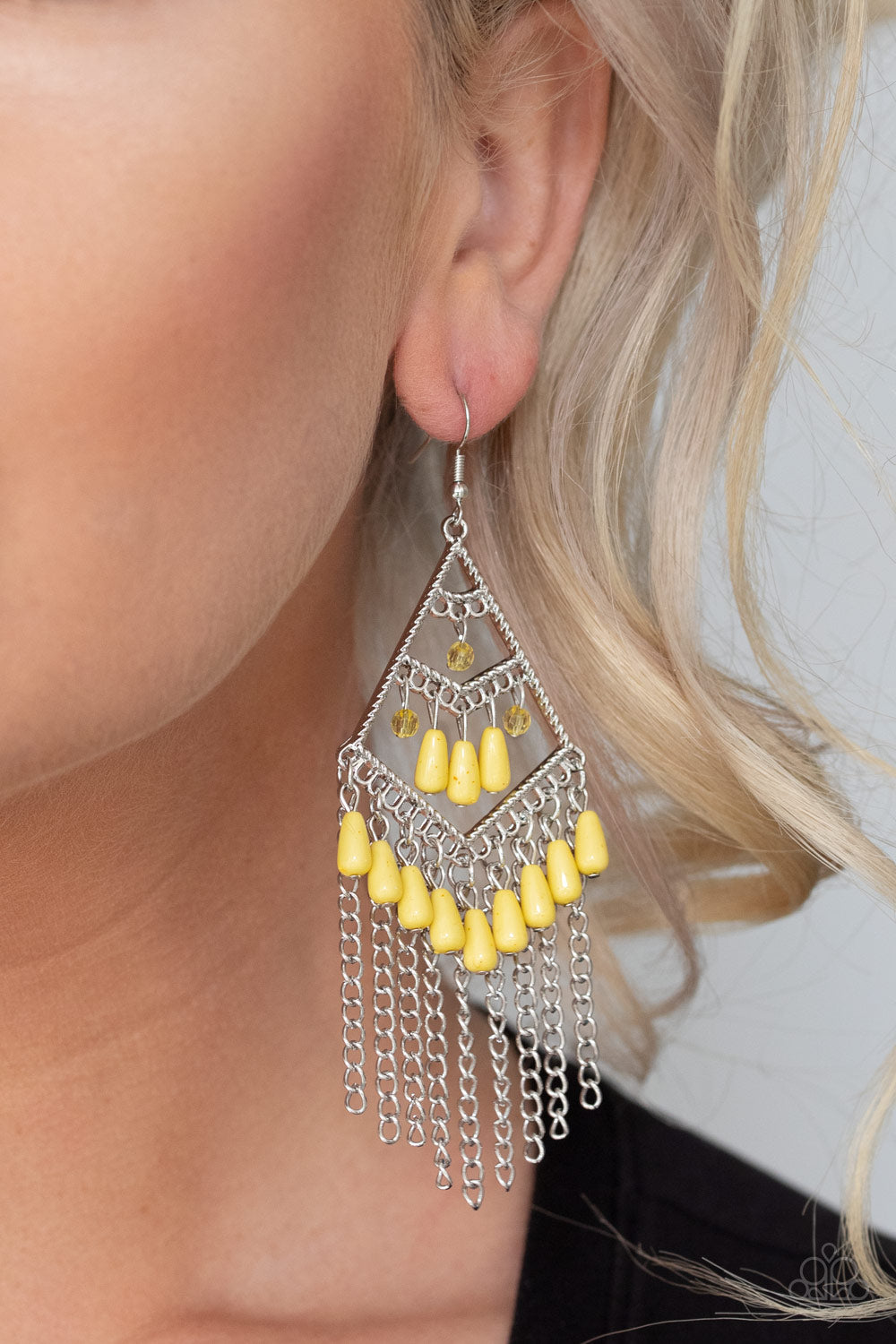 Paparazzi Accessories Trending Trandescence - Yellow Earrings  - Lady T Accessories