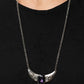 You the TALISMAN! - Purple Necklaces pairs of faceted silver beads and glassy white emerald cut gems flank an oversized emerald cut purple gem atop an antiqued silver half moon frame. A smoky triangular cut gem adorns the bottom of the pendant, creating a twinkly talisman at the bottom of a classic silver chain. Features an adjustable clasp closure. Includes one pair of matching earrings.  Paparazzi Jewelry is lead and nickel free so it's perfect for sensitive skin too!