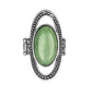 Western Royalty - Green Stone Rings a studded silver frame encircles an earthy stone center, creating a dramatic Southwestern inspired look atop the finger. As the stone elements in this piece are natural, some color variation is normal. Features a stretchy band for a flexible fit.

Sold as one individual ring.

