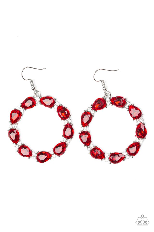 Paparazzi Accessories Ring Around the Rhinestones - Red Earrings - Lady T Accessories