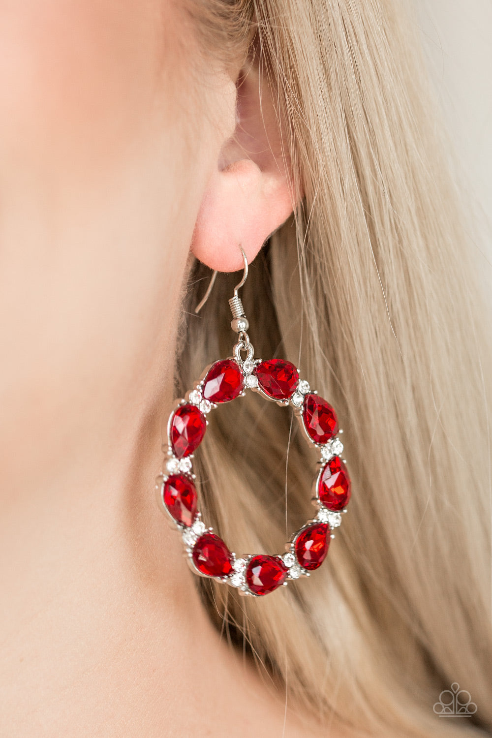 Paparazzi Accessories Ring Around the Rhinestones - Red Earrings - Lady T Accessories